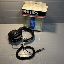 Vintage Philips SBC 487 Stereo Headphones Adjustable Headband Volume Control