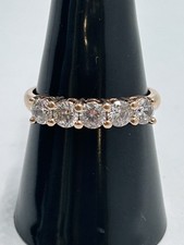 18ct Gold Ring Diamonique QVC 5 Stone,Ring Size P, Lab Created Cubic Zirconia