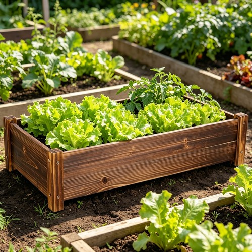 Solid wood raised - raised, bed