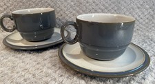Denby Everyday Mushroom Stackable 2x Mugs & 2x Saucers (Seville Grey) - KK0224