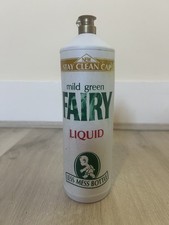 Vintage 1980s Fairy Liquid Bottle mild green less mess bottle 500ml gold cap 