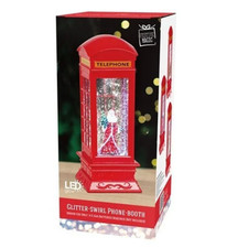 Christmas Glitter Swirl Phone Booth Santa LED Glow