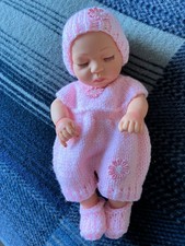 HAND KNITTED DOLLS CLOTHES -  OUTFIT FOR 11” - 13”REBORN, OOAK, BABY DOLL, TEDDY