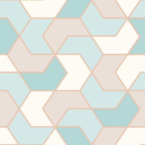 Rasch duck egg gold geometric - rasch,
