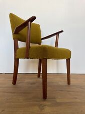 Danish Teak Upholstered Armchair Green Fabric Mid-Century Vintage