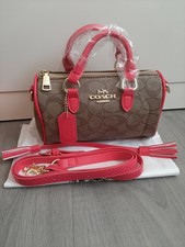 Mini Women retro Letter C Bag Brown And Hot Pink Handbag Over shoulder Bag
