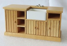VINTAGE DOLL’S HOUSE KITCHEN UNIT WITH SINK & TAPS – 1:12th - SOLID WOOD