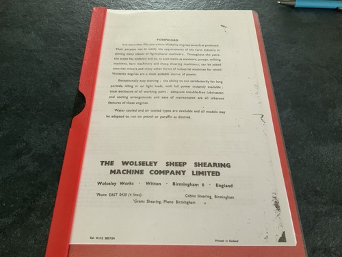 Wolseley instruction and - wd,