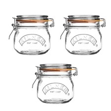 Kilner Set Of 3 Round Clip Top Jars 0.5 Litre (3X500 Ml) Airtight Glass Storage