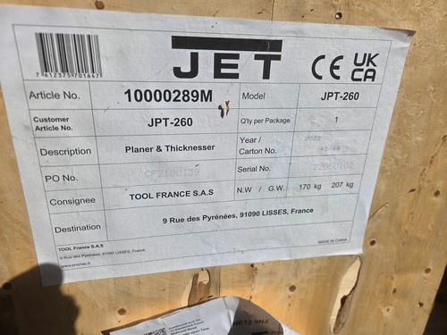 New jet jpt260 - new, planer