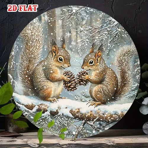 Squirrel round metal - squirrel,