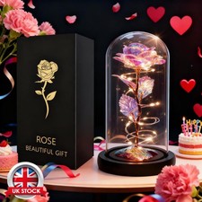 Light Up Flower Rose in Glass Dome Christmas Gifts Birthday Gift For Women Her