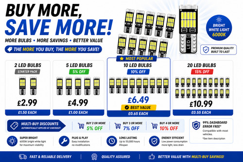 10x 501 t10 led bulbs - led, side