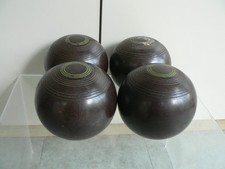 Set of 4 Henselite Lawn Bowls Heavy Brown 5 in