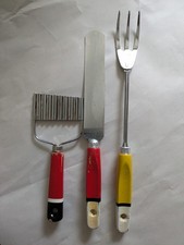 Skyline Nutbrown Vintage Wooden Handle Kitchen Utensils inc Cutter Fork Spatula 