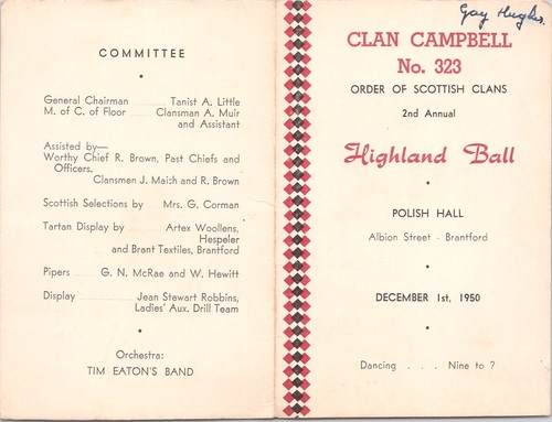 1950 highland ball program - highland,