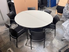 Round Office Meeting Table with 6 Chairs Set UK Delivery