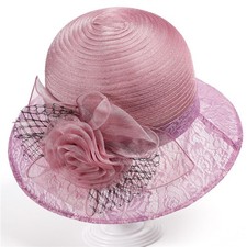 Lady Elegant Wide Brim Kentucky Derby Sun Hat Women Wedding Tea Party Church Cap
