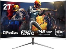 Curved Monitor 27 Inch 100Hz, PC Gaming Monitor with Speakers, AMD Freesync Full