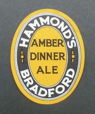 Beer Label, Bradford, Yorkshire ( Hammond's, Brewers, Amber Dinner Ale )