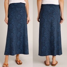 Brand New Weird Fish Elder Printed Stretch Maxi Slit Skirt in Navy RRP £40 8-22
