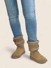 UGG Cambridge Suede Knit Buckle Boots Brown / Tan - Women's UK 6.5 | EU 39