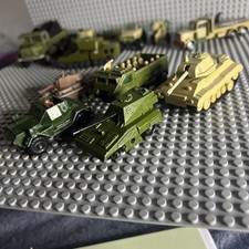 VINTAGE CORGI MATCHBOX LESNEY MAJORETTE HONG KONG MILITARY TANKS ETC SCRAP YARD 