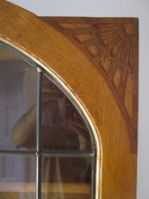 1920 1930 Art Deco oak Bookcase writing desk display case Leaded Glass