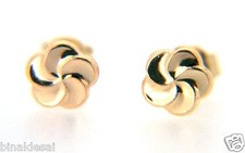 9ct Gold 6mm Swirl Round Flower Studs Earrings X'mas B'day GIFT BOX ~ SOLID 9k ~