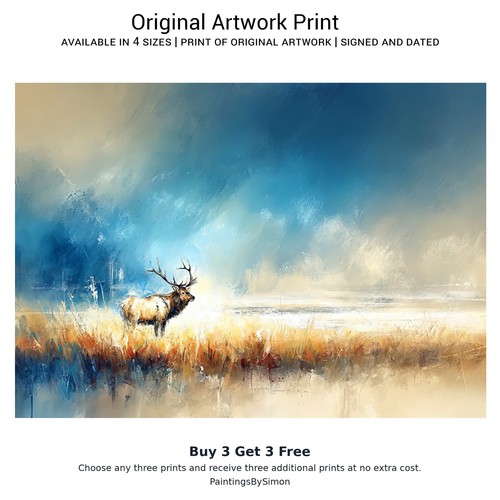Bull elk landscape - bull, print