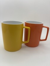 Melaware Vintage Mugs Set of 2 Orange And Yellow