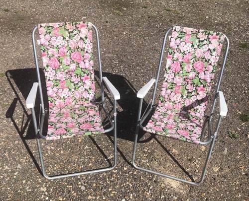 Vintage folding chair - folding, pink