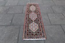 Fine Vintage Hand Made Traditional Oriental Wool Blue White Long Runner 180x53cm
