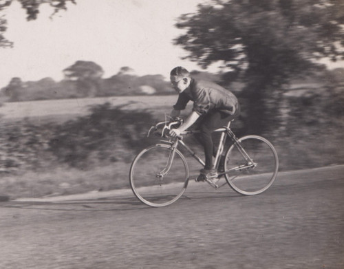 1930s rppc photo cyclist - rppc,