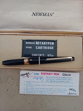 Newman ballpoint pen rotary pen with box & instructions Black Lacquer Gold trim
