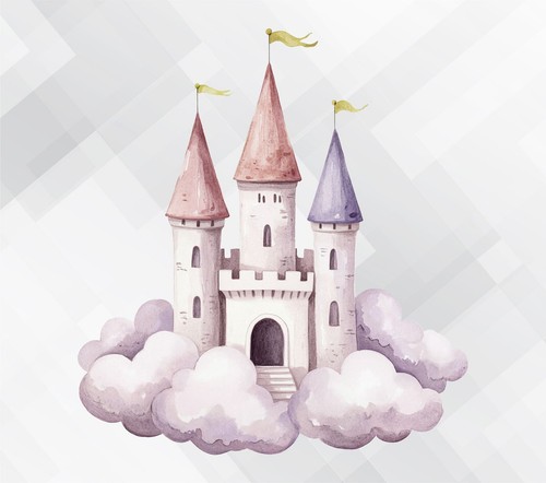 Watercolour fairy tale castle - watercolour,
