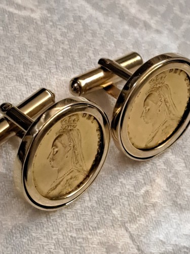 Gold coin cufflinks 9ct - gold,