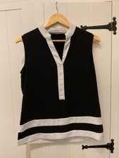 Calvin Klein White And Black Sleeveless Top Blouse