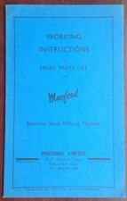 MACFORD Stainless Steel Milking Machine Working Instructions & Spare Parts List.