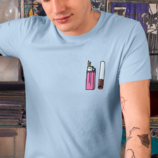 Cigarette & Lighter Oa Sis T-Shirt Top - Indie Rock Band Concert Present Gift