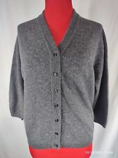 BALLANTYNE GREY VIRGIN WOOL KNITTED V NECK CARDIGAN JUMPER SWEATER SIZE M