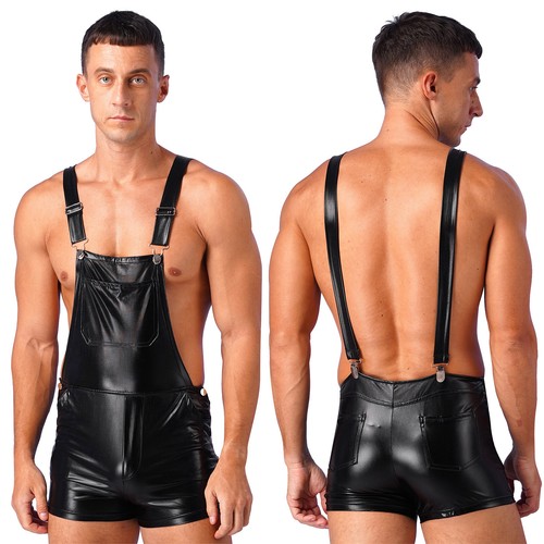 Men shiny metallic dungarees - men,