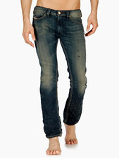 RARE mens VINTAGE DIESEL 3D THANAZ 0660Q JEANS W31 L32 SLIM SKINNY Leather badge