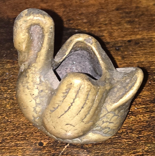 Vintage retro solid brass swan - solid,