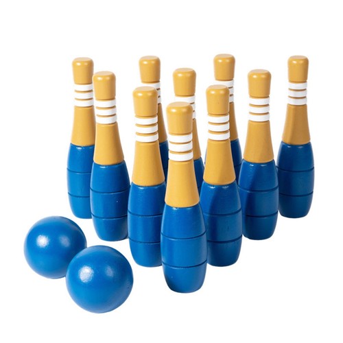 Wooden bowling toy painted - wooden,