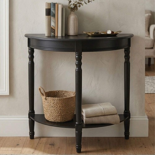 Black wooden half moon - black,
