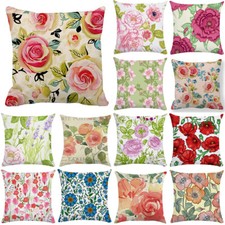Square Soft Cushion Cover Vintage Shabby Chic Pink Rose Floral Throw Pillow Case