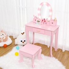 Pink girl vanity desk - desk, chair