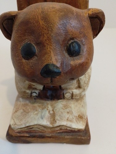 Carved wooden teddy - teddy, bear