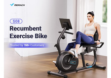 MERACH S08 Recumbent Exercise Bike Bluetooth App LCD Magnetic Resistance HomeGym